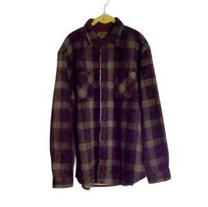 Anchorage Expedition Mens Fleece Lined Plaid Shirt Shacket Large Brown Multi NWT